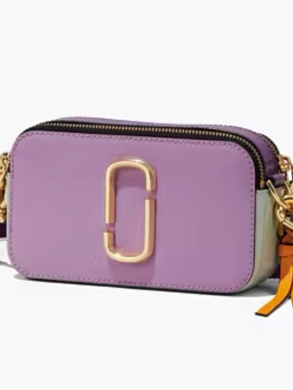 Marc Jacobs Lavender Mixed-Panel Snapshot Crossbody with Gold Hardware